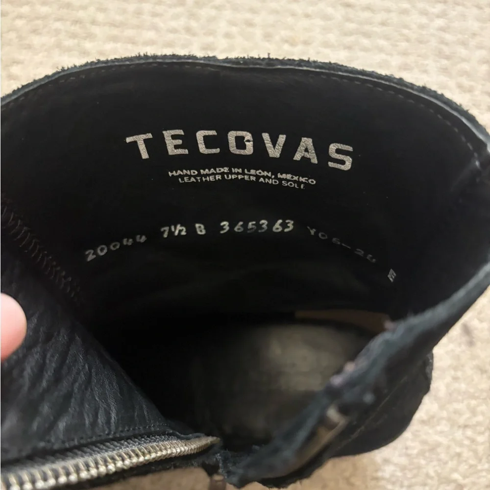 Tecovas Black Suede Ankle Boots with Fringe - Picture 6 of 7